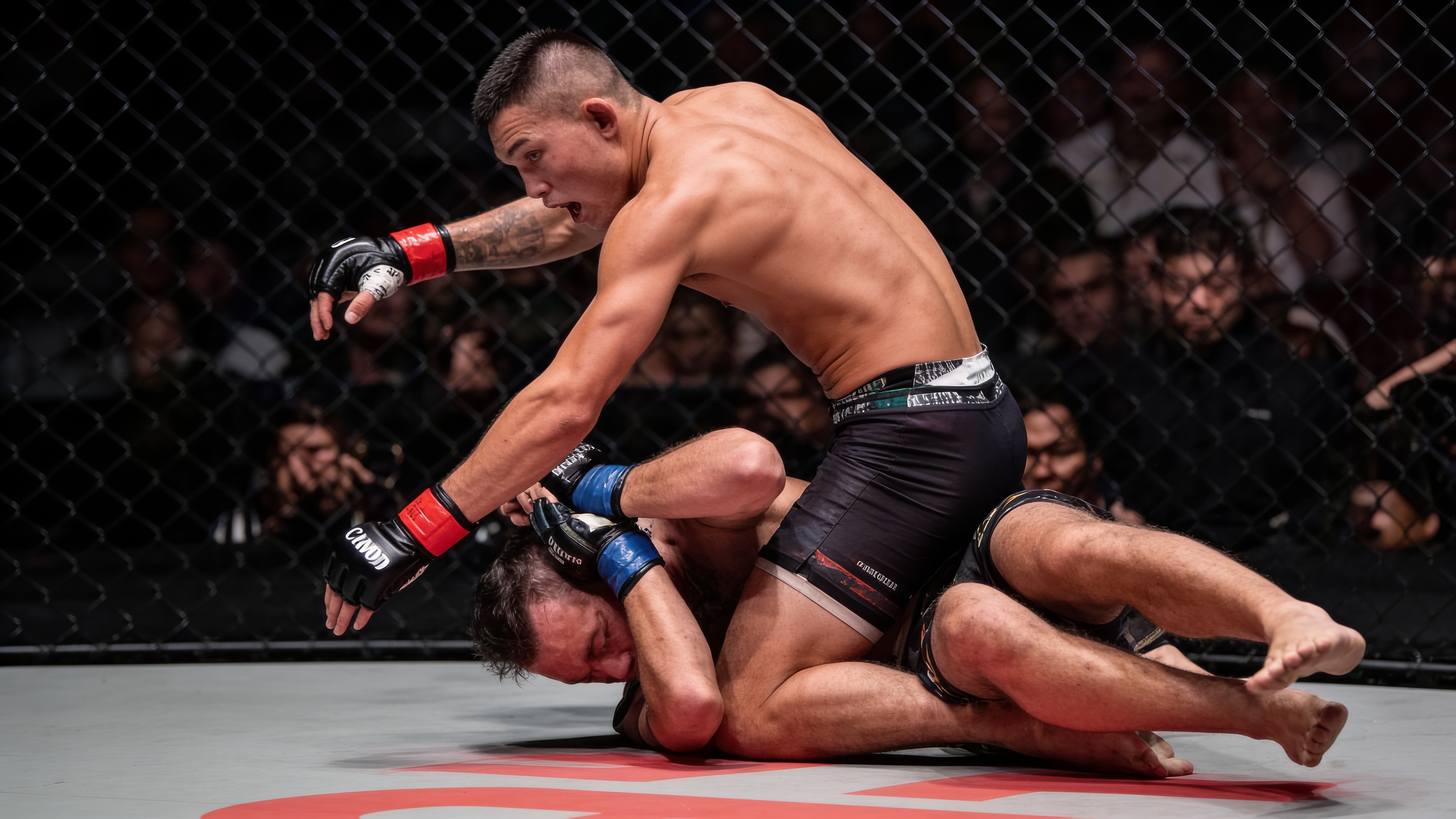 Frappes au sol en ground and pound au MMA