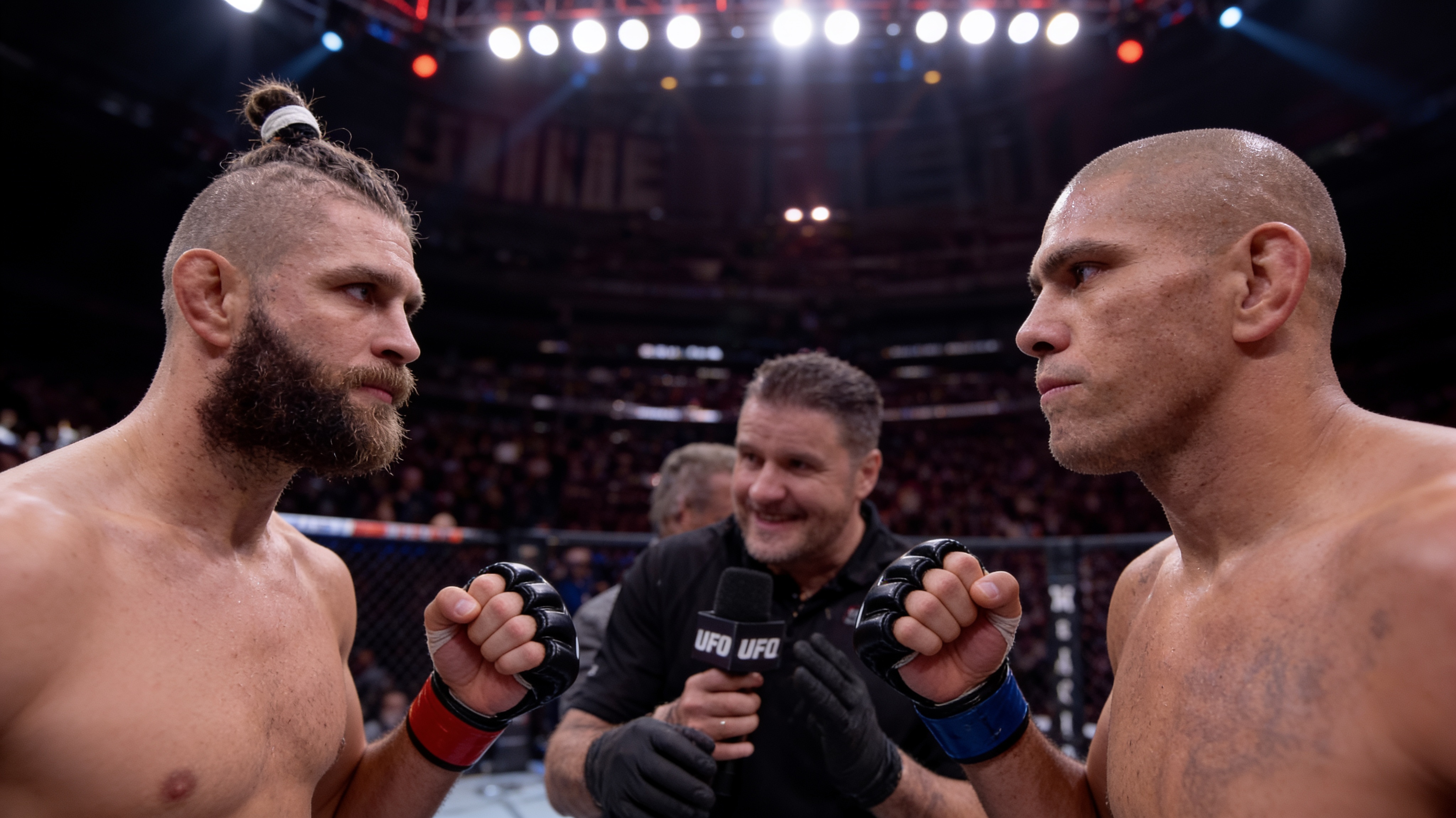Face-à-face de combattants avant un combat de MMA