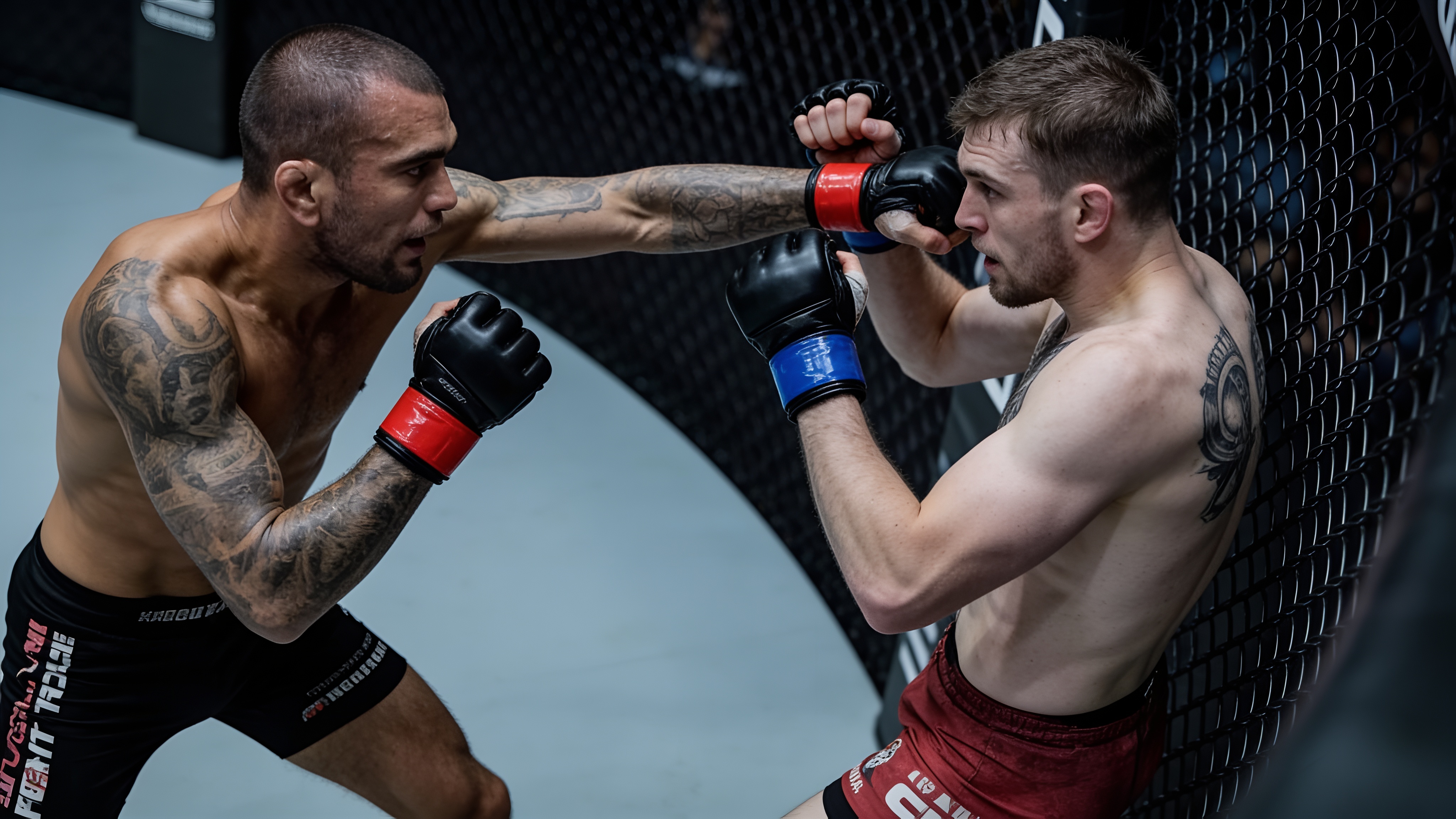 Échange de frappes debout selon les règles du MMA