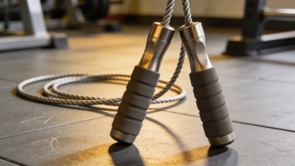 Poignées et câble d'une corde à sauter pour le MMA