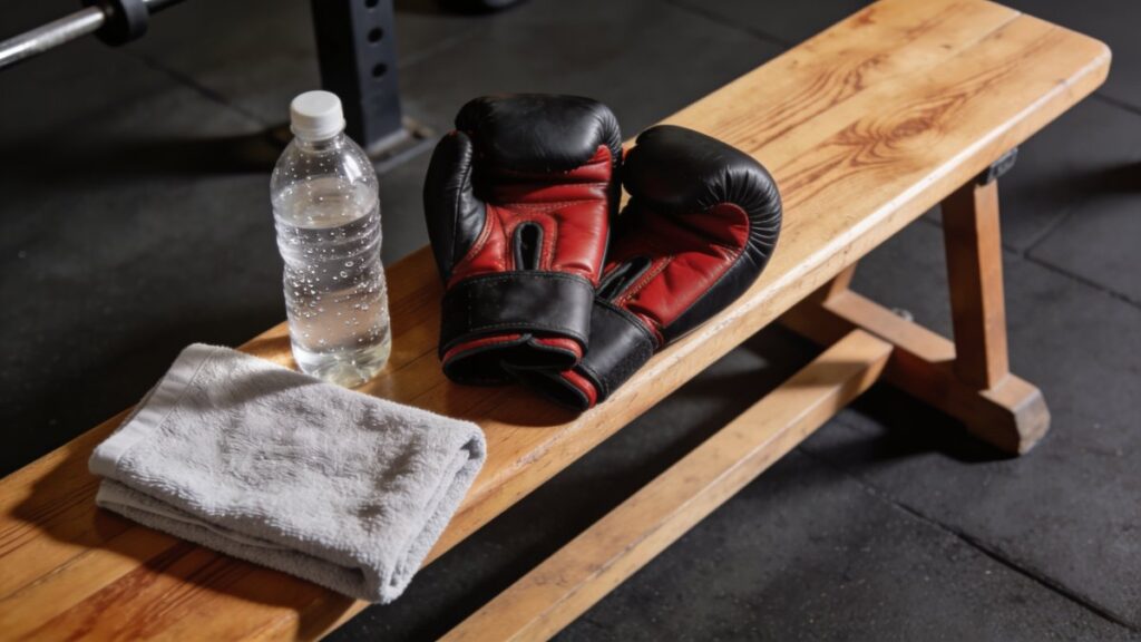 Matériel prêt pour une séance de MMA planifiée