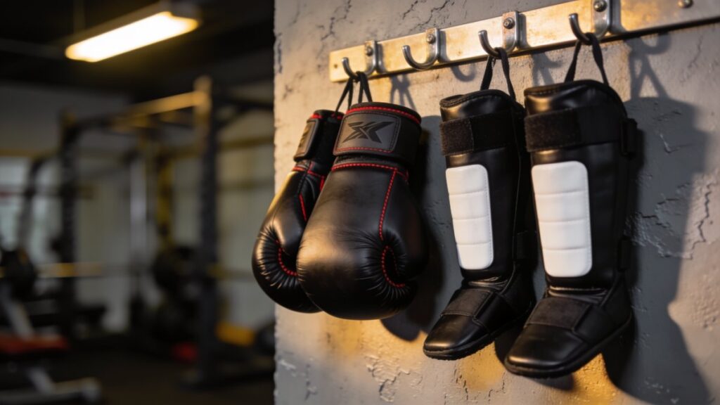 Matériel de MMA rangé dans une salle