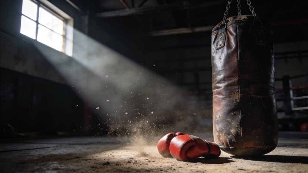 Sac de frappe dans une salle de MMA